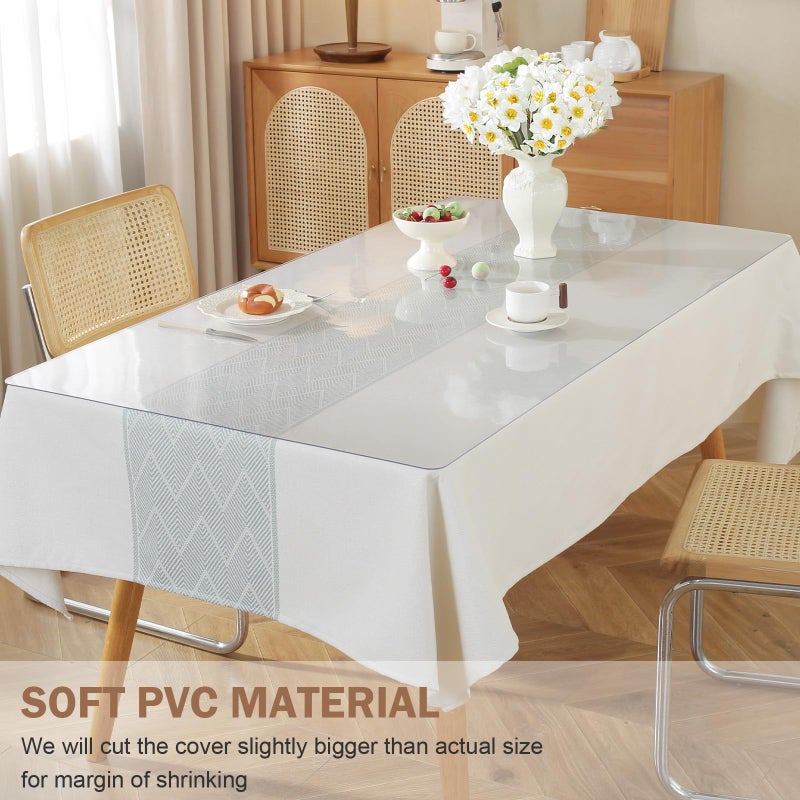 LovePads غطاء طاولة شفاف من لوف بادز، 30 × 48 بوصة، سمك 2 مم، غطاء طاولة بلاستيكي، واقي طاولة لطاولة غرفة الطعام، غطاء مقاوم للماء لسطح المطبخ، القهوة، مكتب الكتابة - Image 4